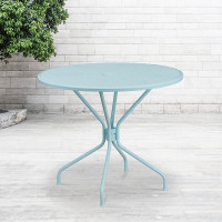 Flash Furniture CO-7-SKY-GG 35.25" Steel Patio Table in Blue